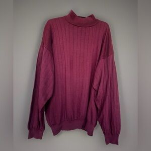 Valda Toscano Italy Long Sleeve Mock Neck Cotton Blend Sweater Maroon Large
